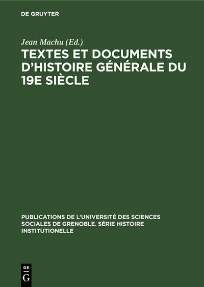 Textes et documents d’histoire générale du 19e siècle
