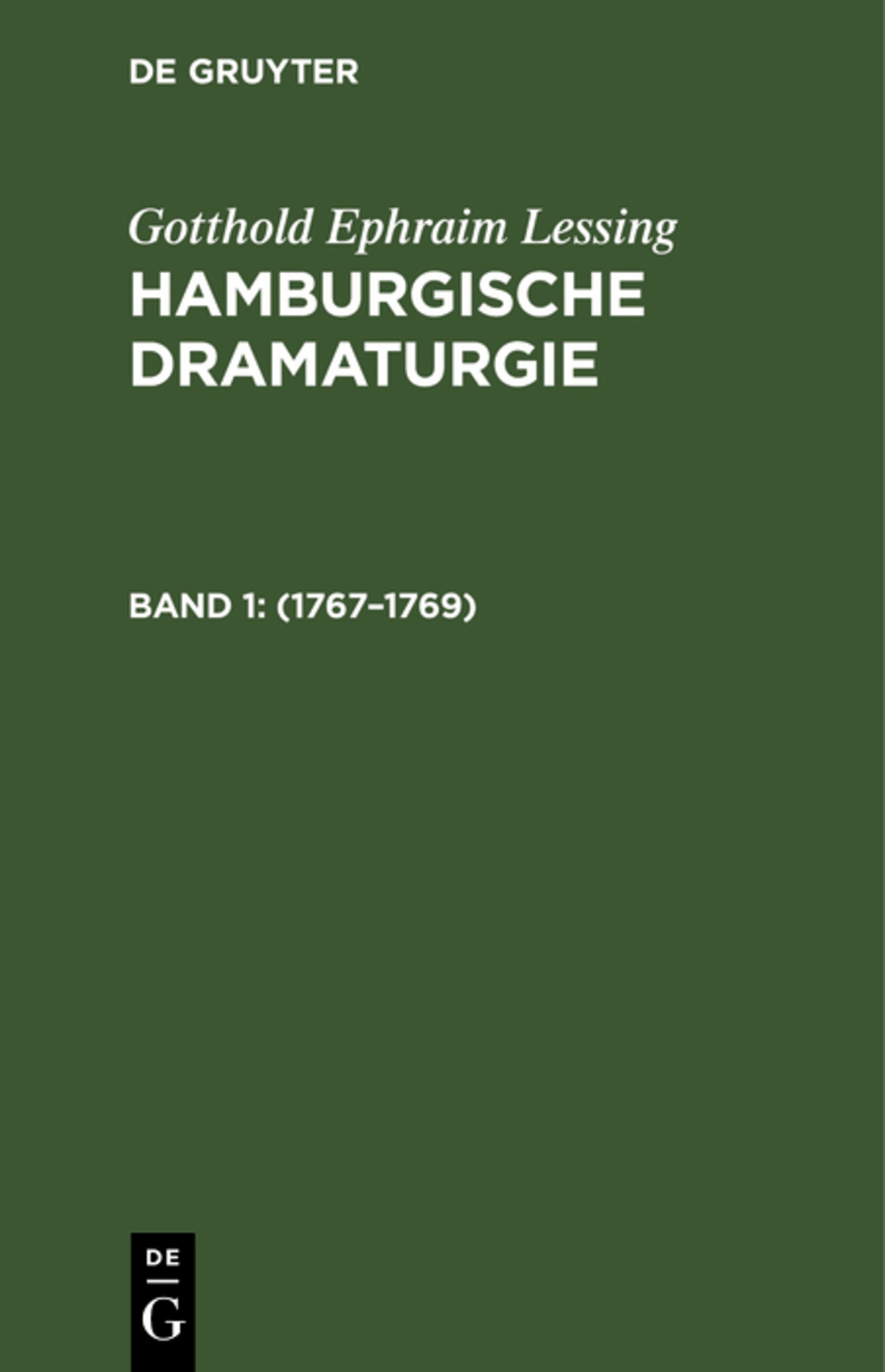 Cover image for Hamburgische Dramaturgie: 1767–1769, Band 1/2 ISBN 9783111282299