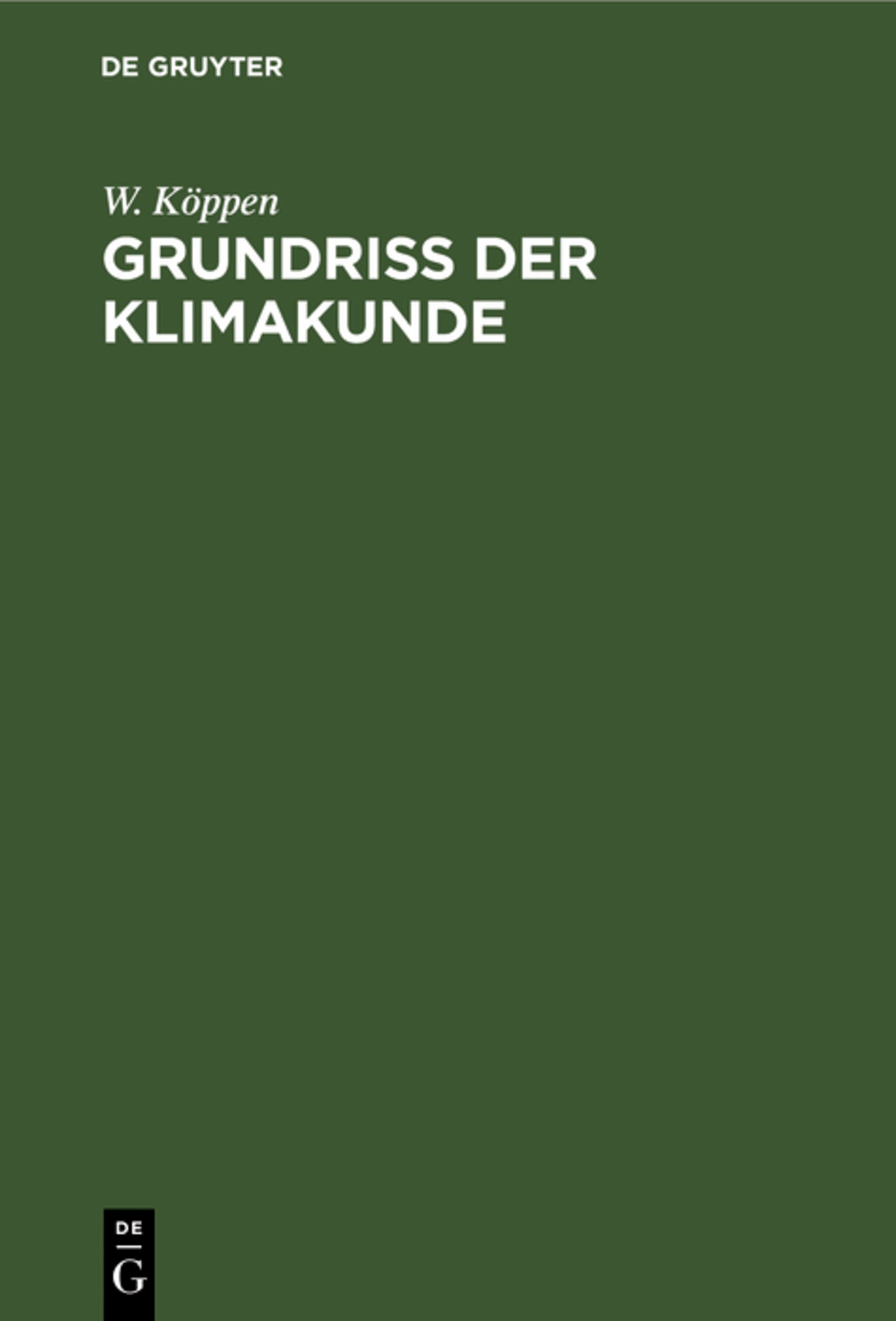 Cover image for Grundriß der Klimakunde ISBN 9783111283043