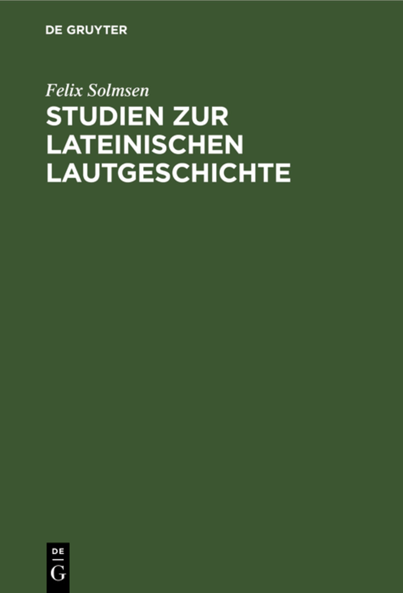 Cover image for Studien zur lateinischen Lautgeschichte ISBN 9783111286693