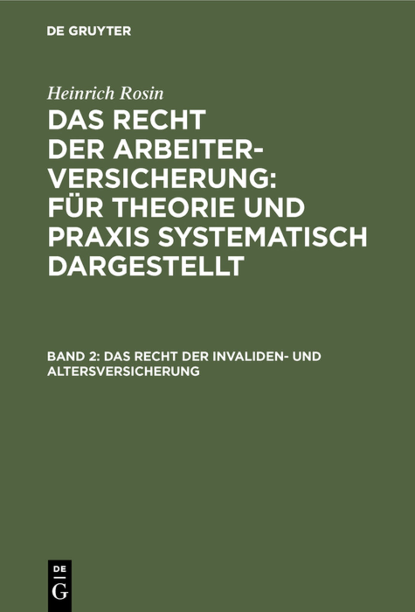 Cover image for Das Recht der Invaliden- und Altersversicherung ISBN 9783111288253