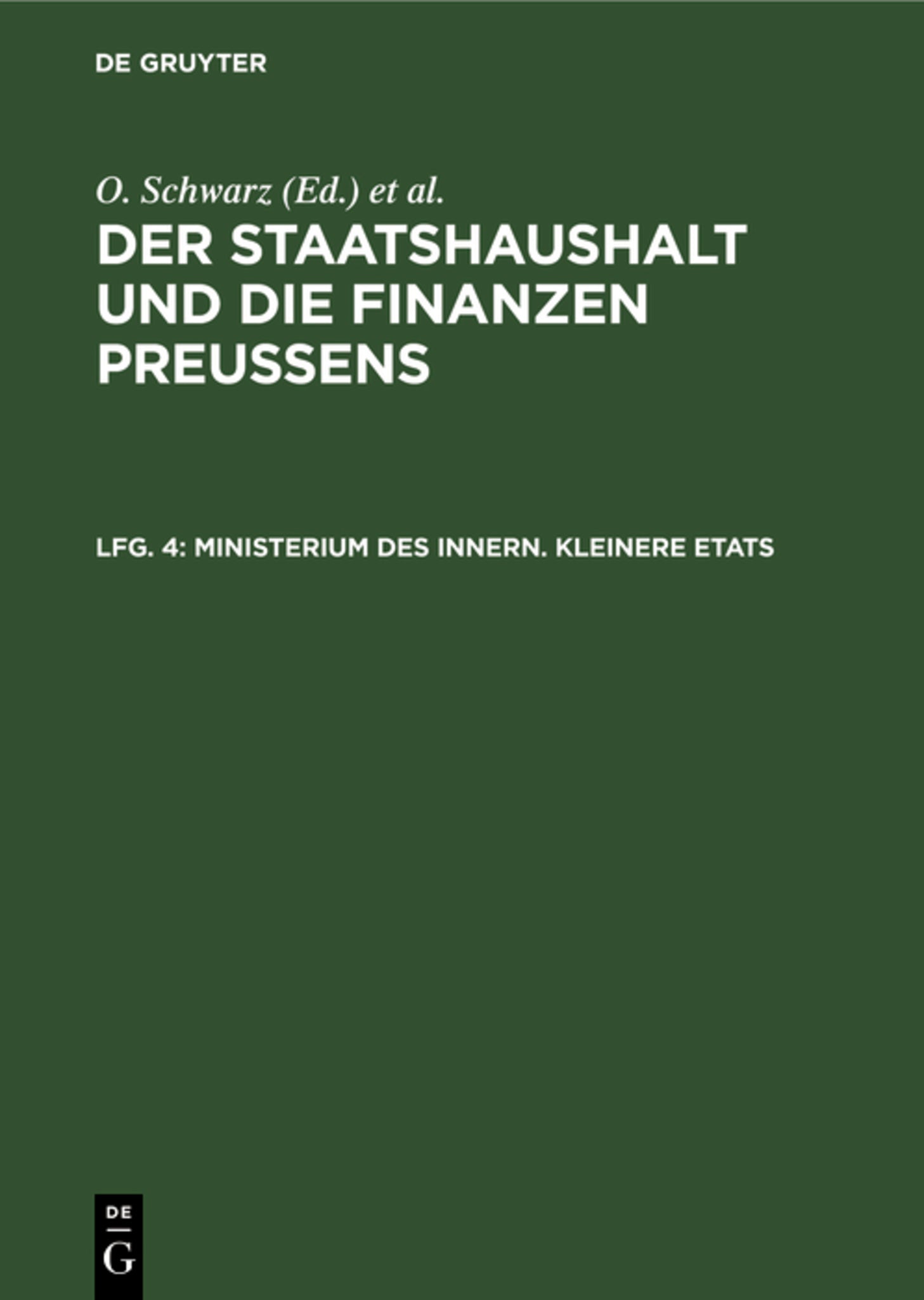 Cover image for Ministerium des Innern. Kleinere Etats ISBN 9783111289472