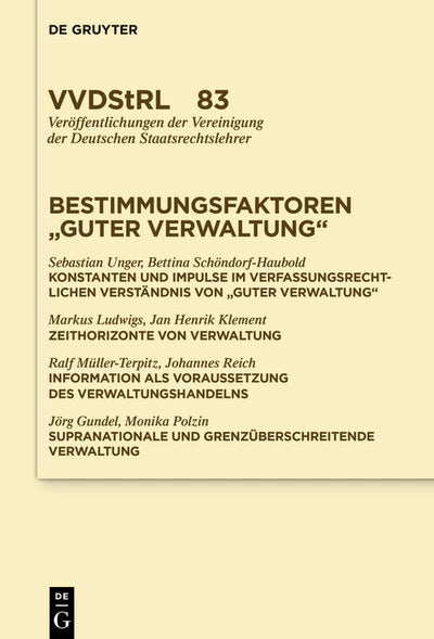 Cover image for Bestimmungsfaktoren "guter Verwaltung", isbn: 9783111293288