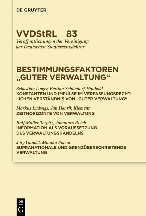 Cover image for Bestimmungsfaktoren "guter Verwaltung", isbn: 9783111293288