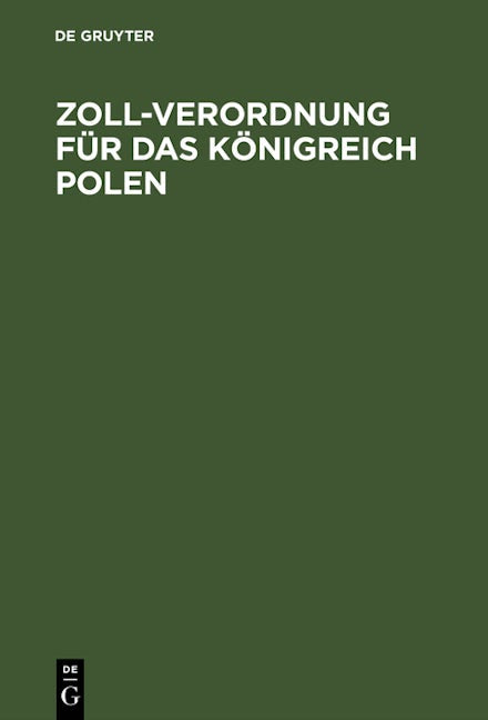 Zoll-Verordnung für das Königreich Polen