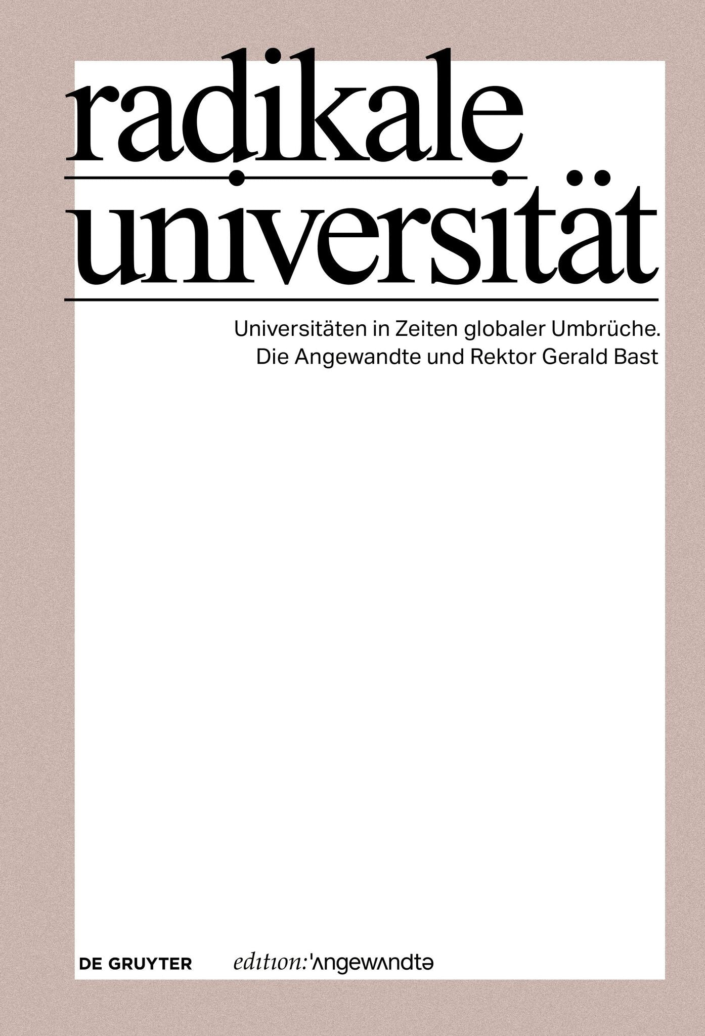Cover image for Radikale Universität ISBN 9783111341569