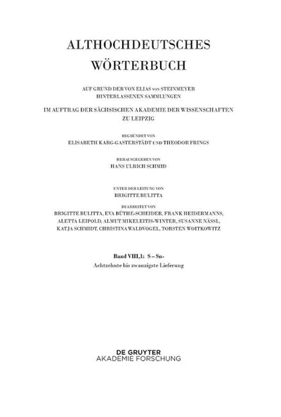 Band VIII,1: S – Sn- 18.-20. Lieferung