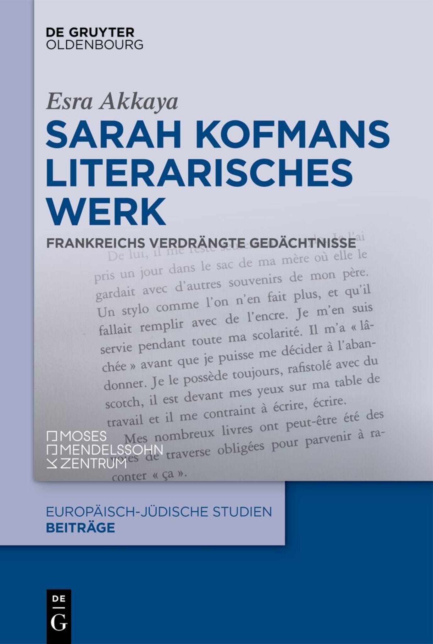 Cover image for Sarah Kofmans literarisches Werk ISBN 9783111355498