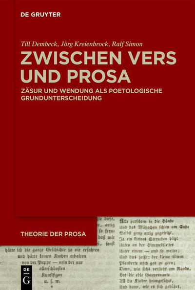 Cover image for Zwischen Vers und Prosa, isbn: 9783111590400