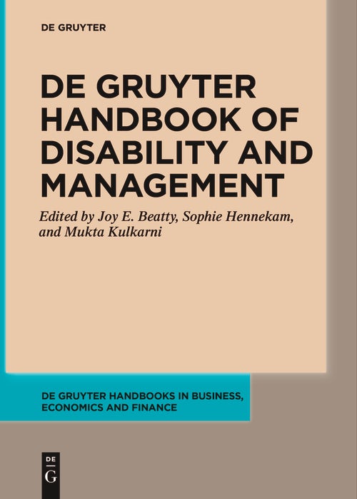 Cover image for De Gruyter Handbook of Disability and Management, isbn: 9783111620862