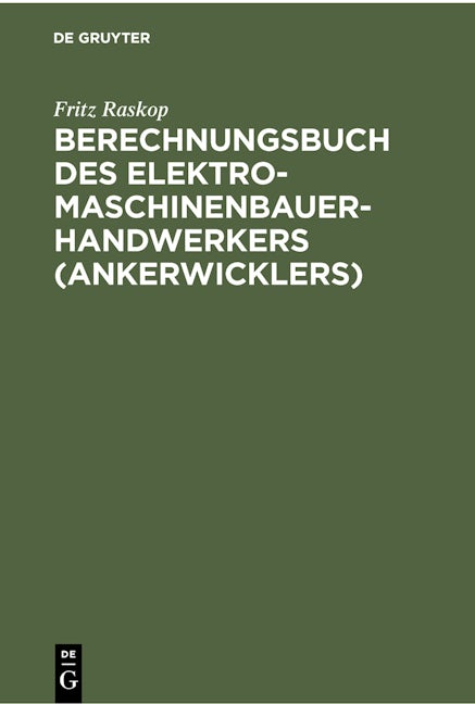 Berechnungsbuch des Elektromaschinenbauer-Handwerkers (Ankerwicklers)