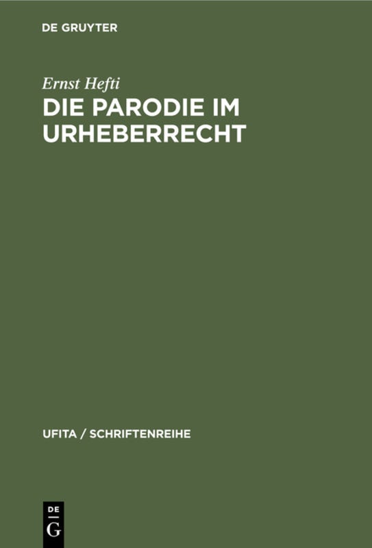 Cover image for Die Parodie im Urheberrecht, isbn: 9783112311080