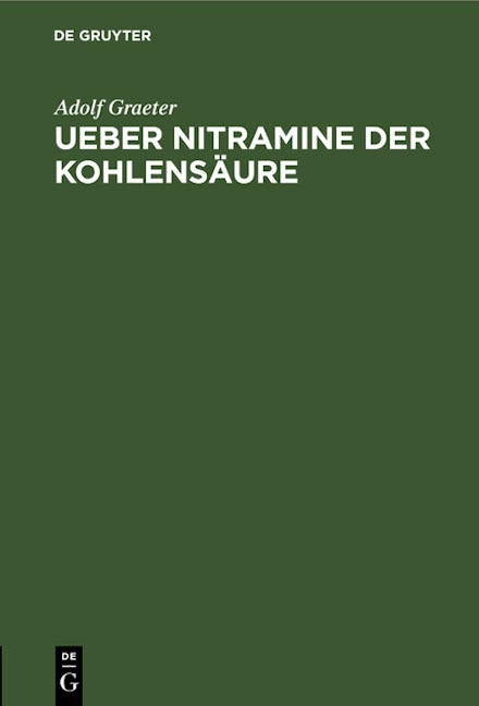 Ueber Nitramine der Kohlensäure