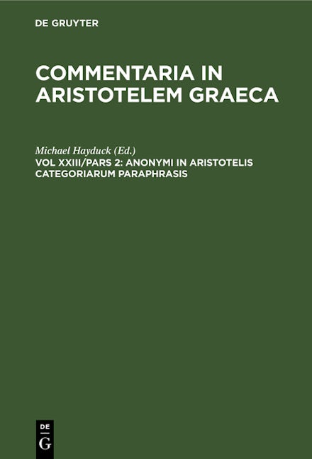 Anonymi in Aristotelis categoriarum paraphrasis