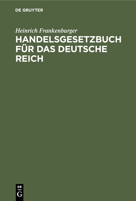 Handelsgesetzbuch für das Deutsche Reich