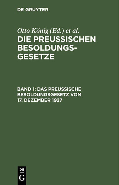 Das Preußische Besoldungsgesetz vom 17. Dezember 1927