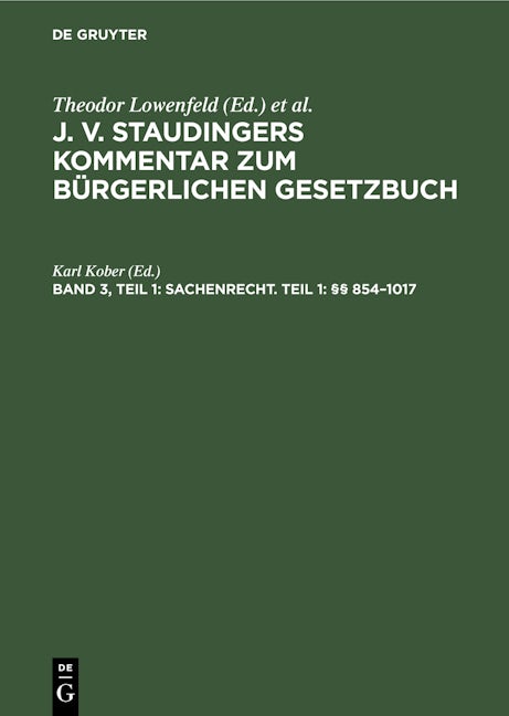 Sachenrecht. Teil 1: §§ 854–1017