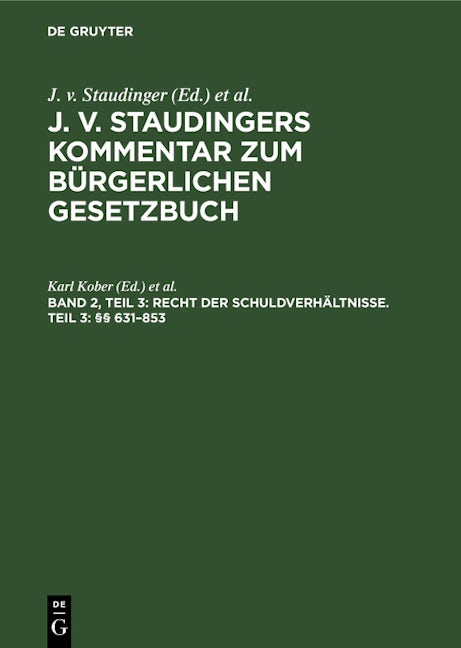 Recht der Schuldverhältnisse. Teil 3: §§ 631–853