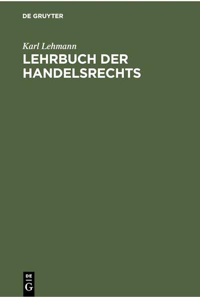 Lehrbuch der Handelsrechts