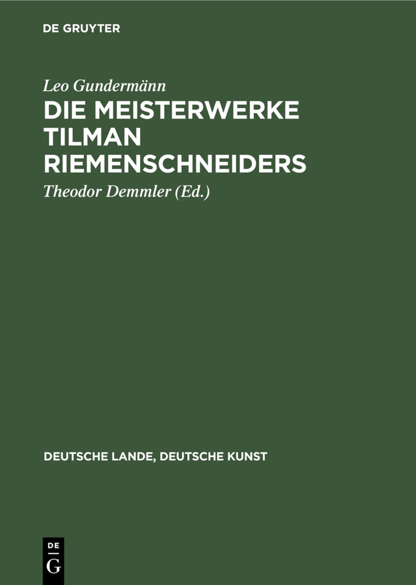 Cover image for Die Meisterwerke Tilman Riemenschneiders ISBN 9783112356319