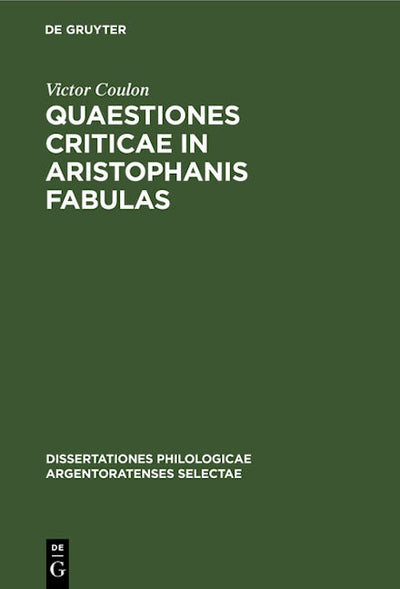 Quaestiones criticae in Aristophanis fabulas