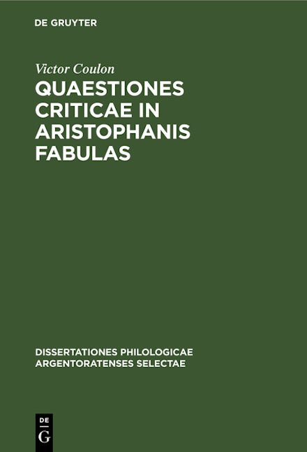 Quaestiones criticae in Aristophanis fabulas