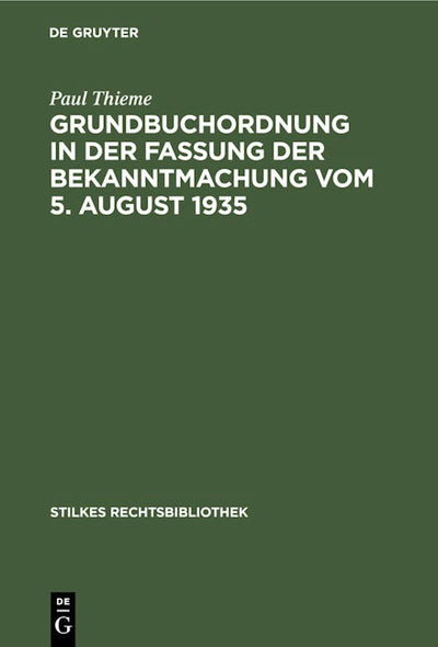 Grundbuchordnung in der Fassung der Bekanntmachung vom 5. August 1935
