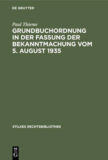 Grundbuchordnung in der Fassung der Bekanntmachung vom 5. August 1935