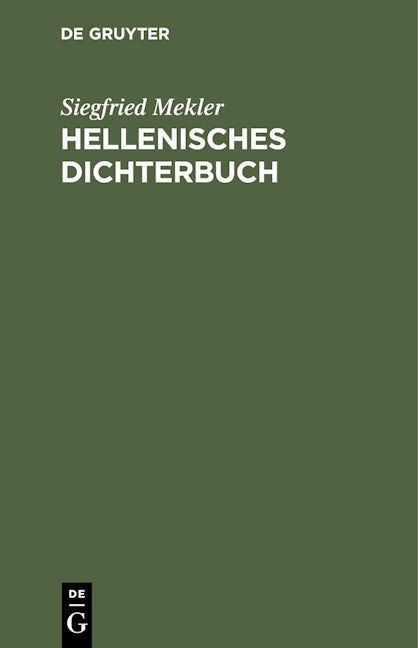 Hellenisches Dichterbuch