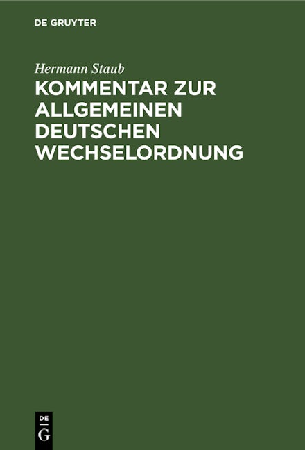 Book cover image for Kommentar zur Allgemeinen Deutschen Wechselordnung ISBN: 9783112379691