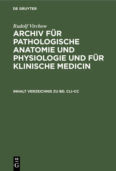 Inhalt Verzeichnis zu Bd. CLI–CC