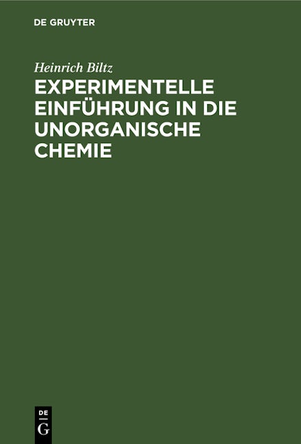 Book cover image for Experimentelle Einführung in die unorganische Chemie ISBN: 9783112381731