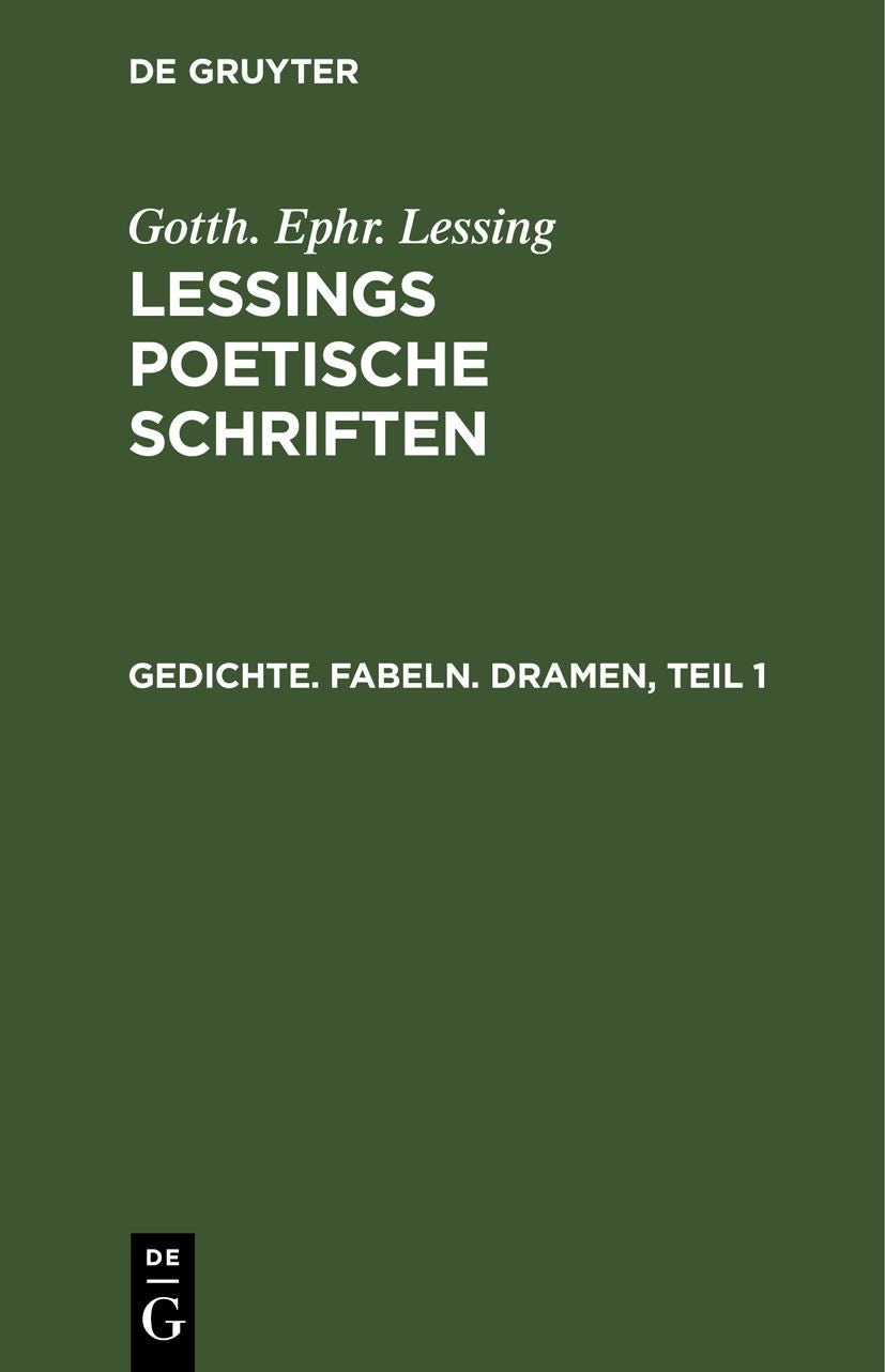 Book cover image for Gedichte. Fabeln. Dramen, Teil 1 ISBN: 9783112383711