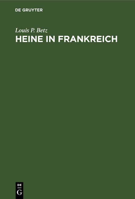 Book cover image for Heine in Frankreich ISBN: 9783112384336