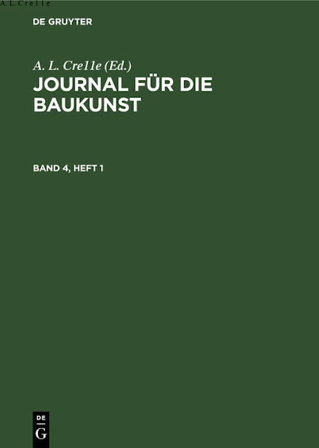 Book cover image for Journal für die Baukunst. Band 4 ISBN: 9783112389812
