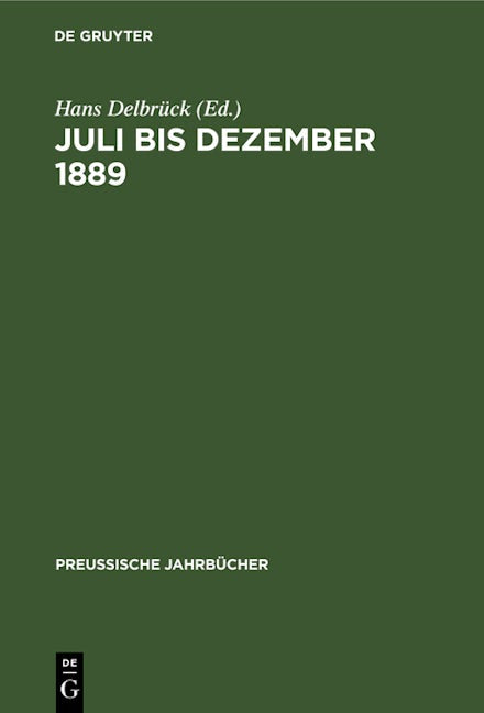 Juli bis Dezember 1889