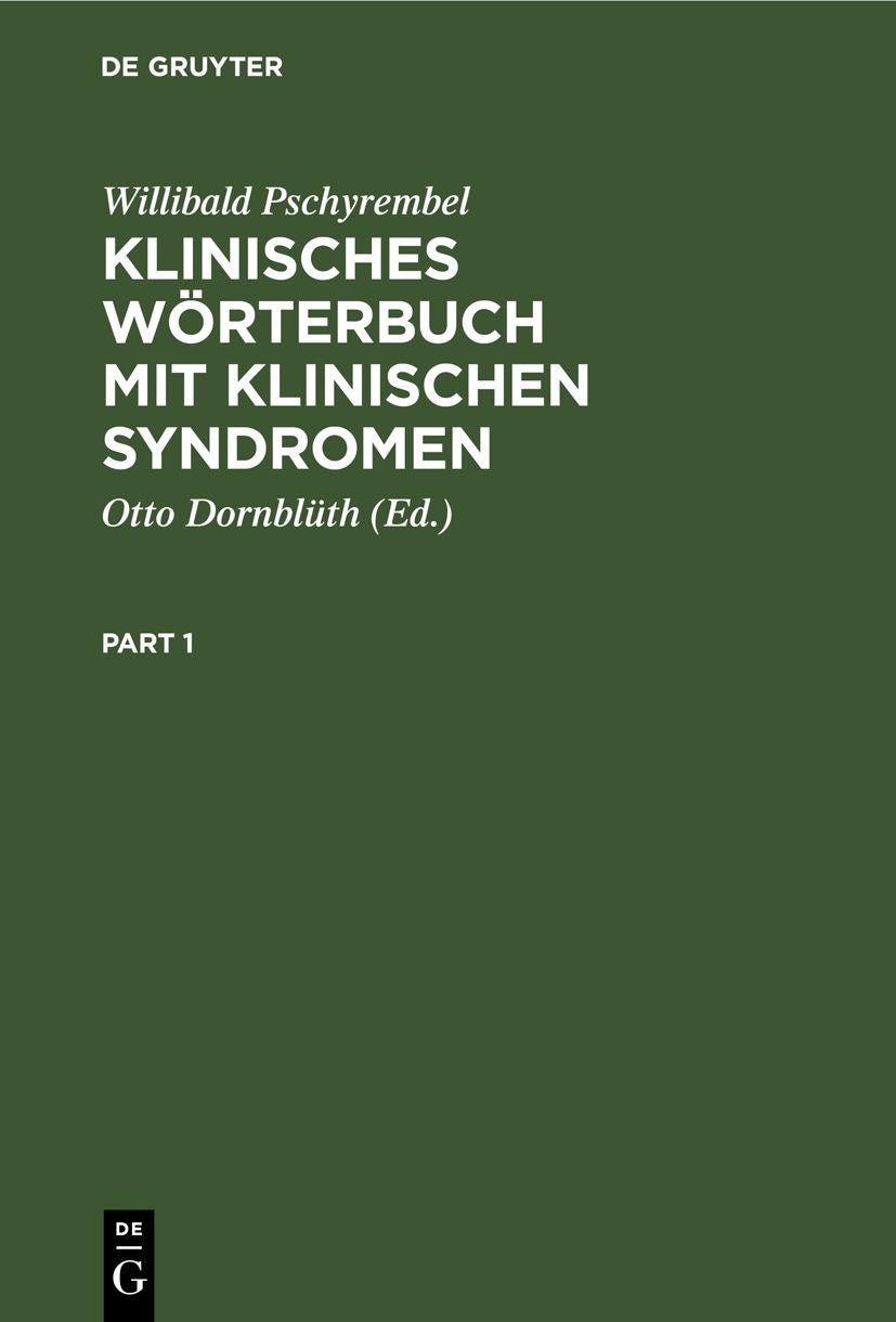 Book cover image for Klinisches Wörterbuch mit klinischen Syndromen ISBN: 9783112408414