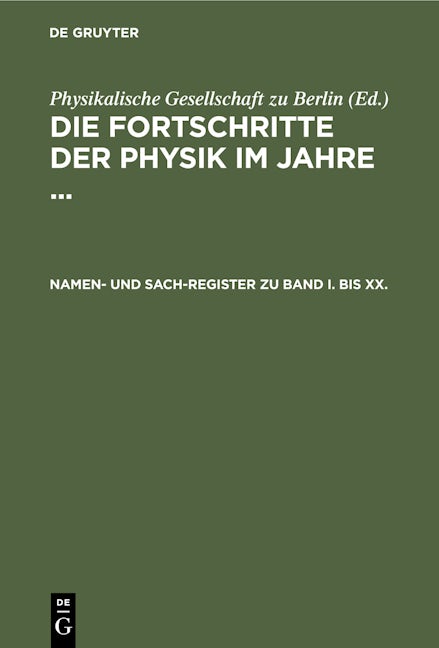 Namen- und Sach-Register zu Band I. bis XX.