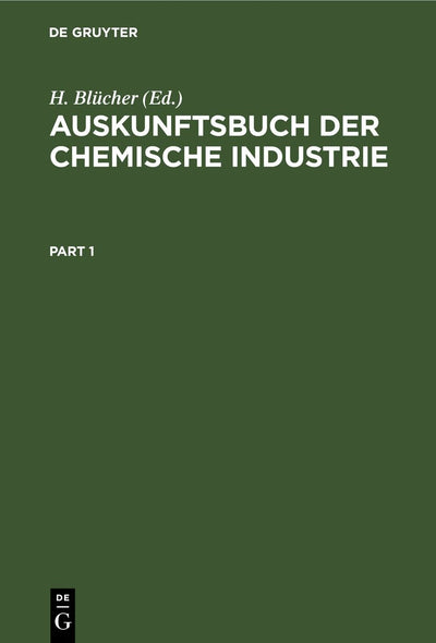 Cover image for Auskunftsbuch der chemische Industrie, isbn: 9783112410875
