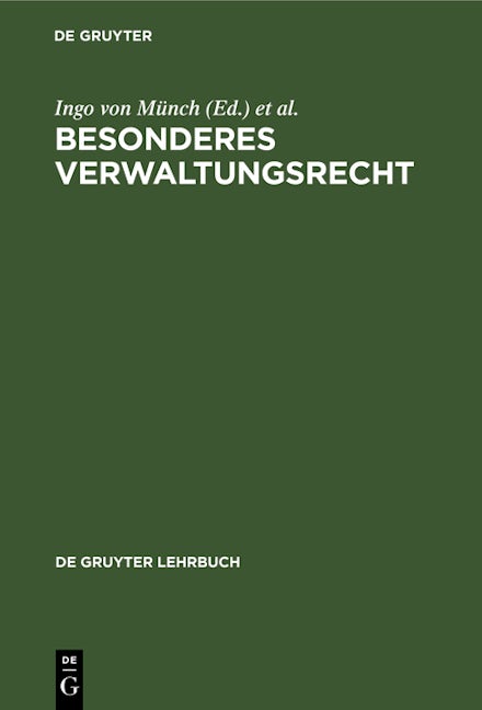 Book cover image for Besonderes Verwaltungsrecht ISBN: 9783112418932