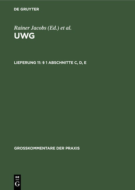 § 1 Abschnitte C, D, E