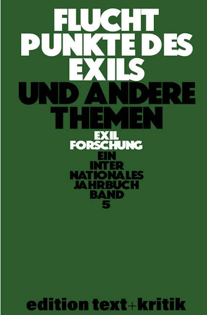 Book cover image for Fluchtpunkte des Exils und andere Themen ISBN: 9783112422595