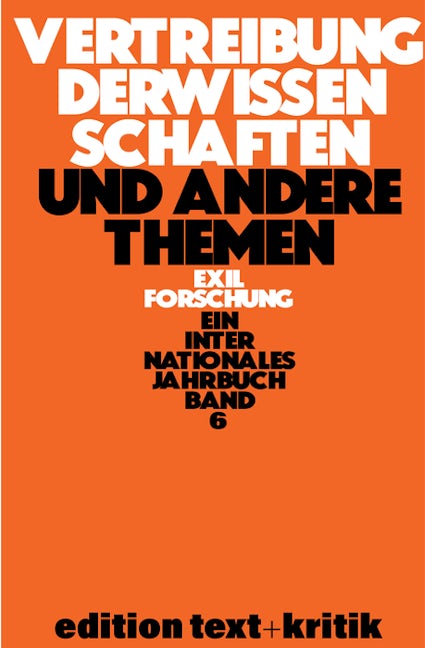 Book cover image for Vertreibung der Wissenschaften und andere Themen ISBN: 9783112422618