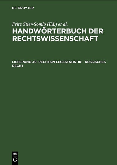 Cover image for Rechtspflegestatistik – Russisches Recht, isbn: 9783112426739