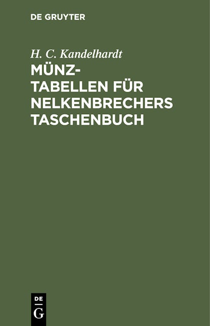 Münz-Tabellen für Nelkenbrechers Taschenbuch