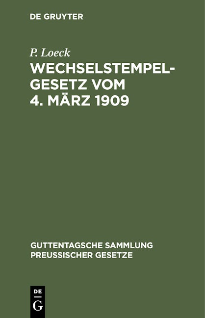 Book cover image for Wechselstempelgesetz vom 4. März 1909 ISBN: 9783112432310