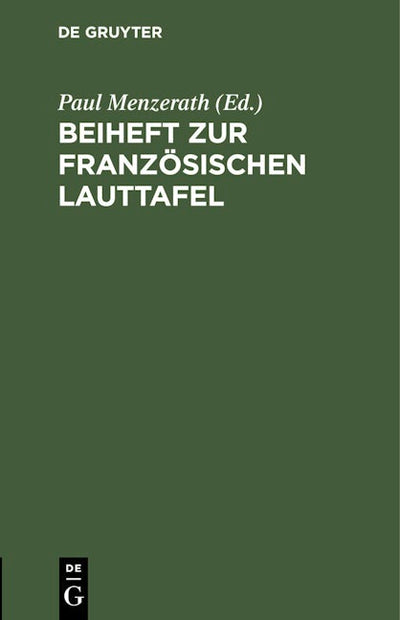 Beiheft zur französischen Lauttafel