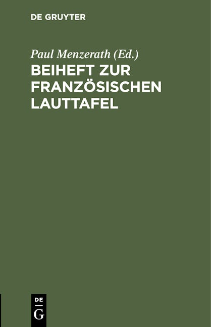 Beiheft zur französischen Lauttafel