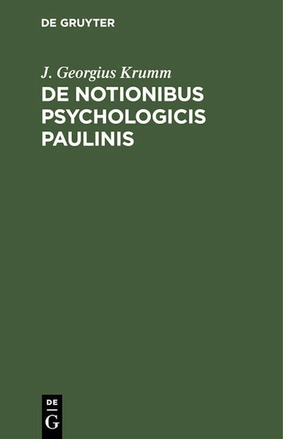 De notionibus psychologicis Paulinis
