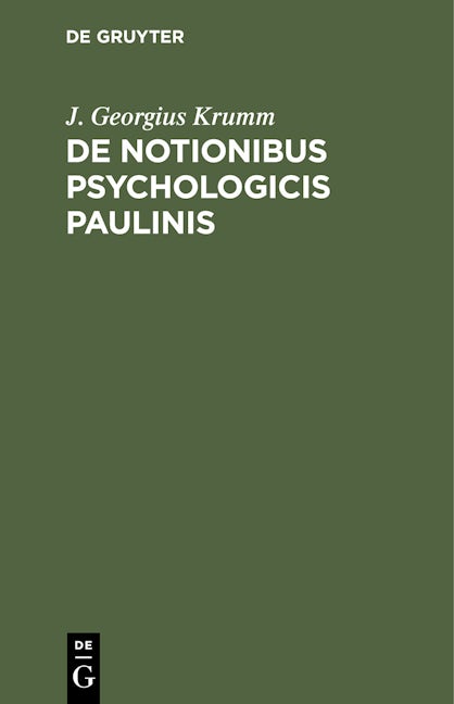 De notionibus psychologicis Paulinis